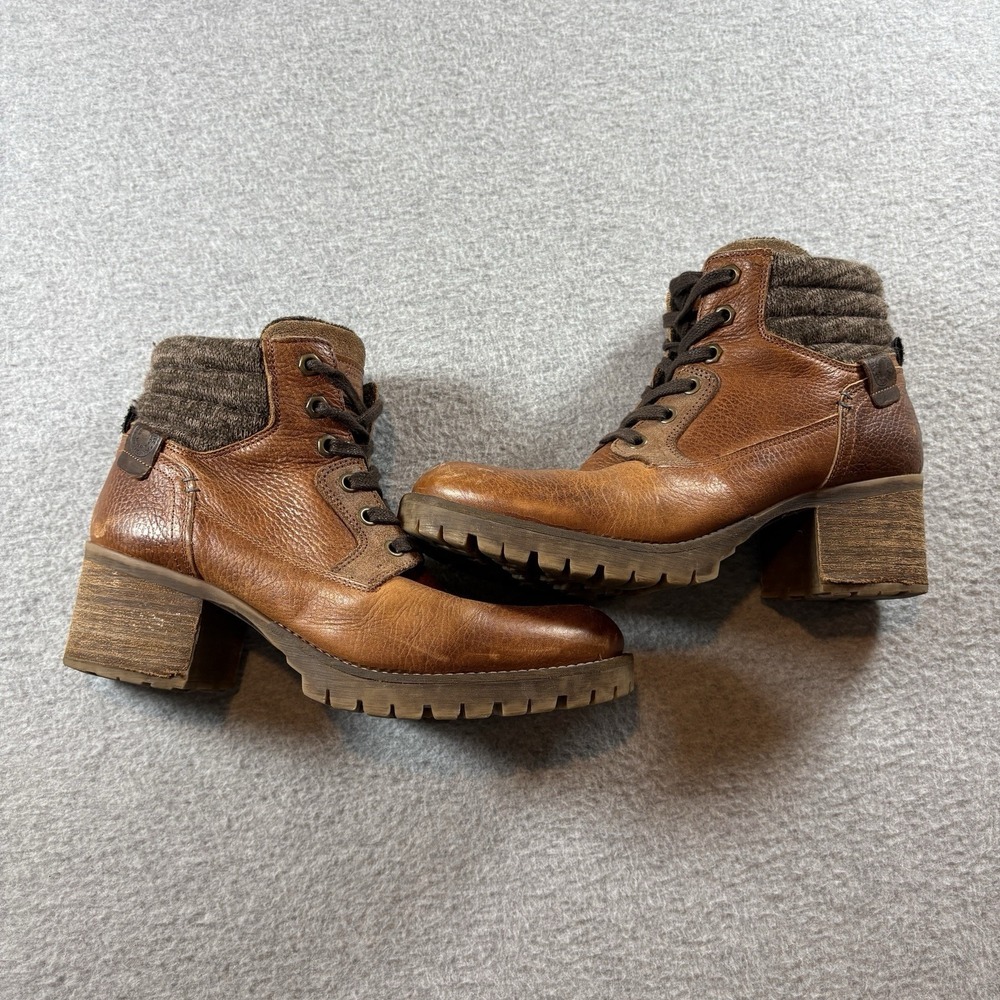 Bull Boxer Woman's Cassie Handmade Brown Leather Heeled Combat Boots Size 11M
